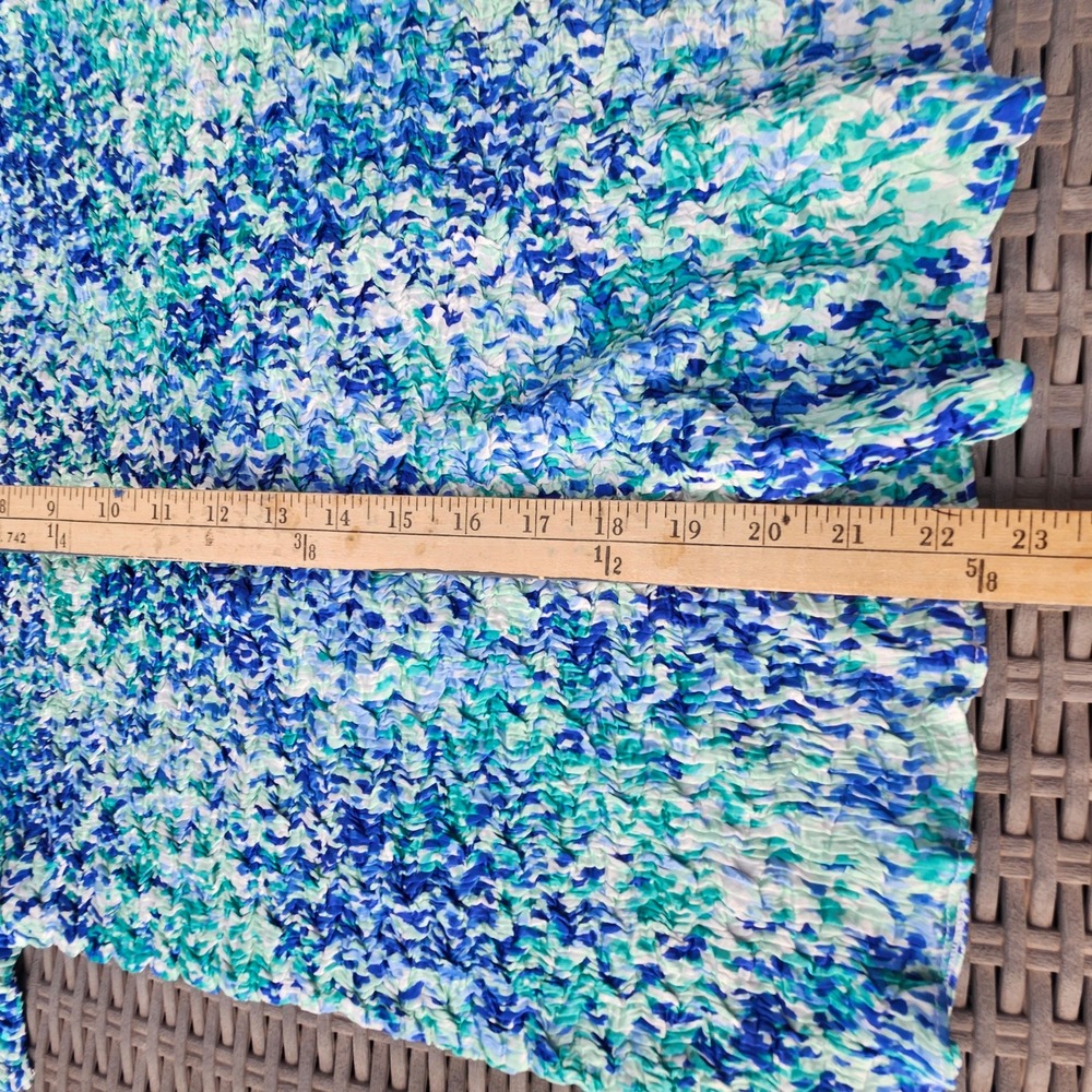Vintage Jaclyn Smith Popcorn Top‎ Blue Green Abstract Floral size XL - Picture 11 of 11